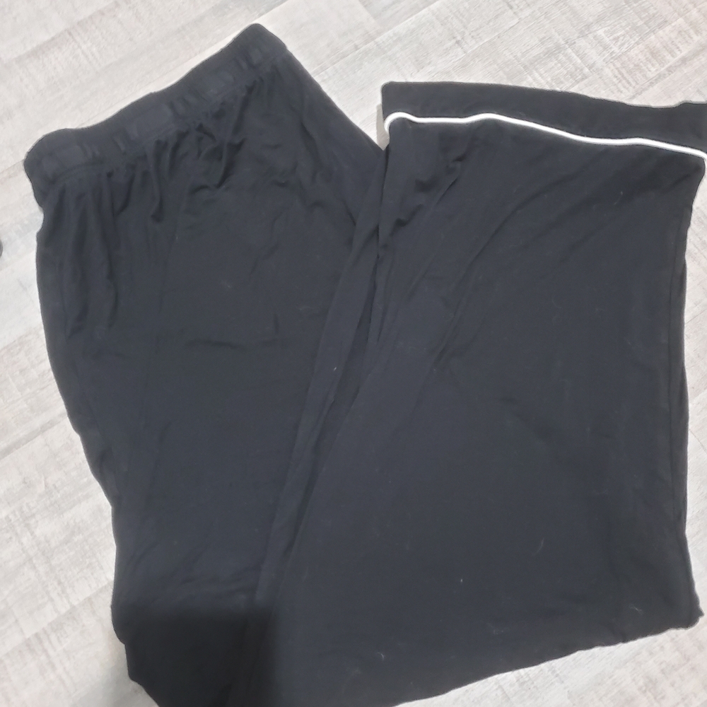 Joyaria Black Pajama Bottoms XXL Soft Knit Lounge Piping Trim